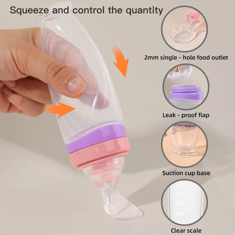Squeeze Baby Food Feeder Bottle with Spoon