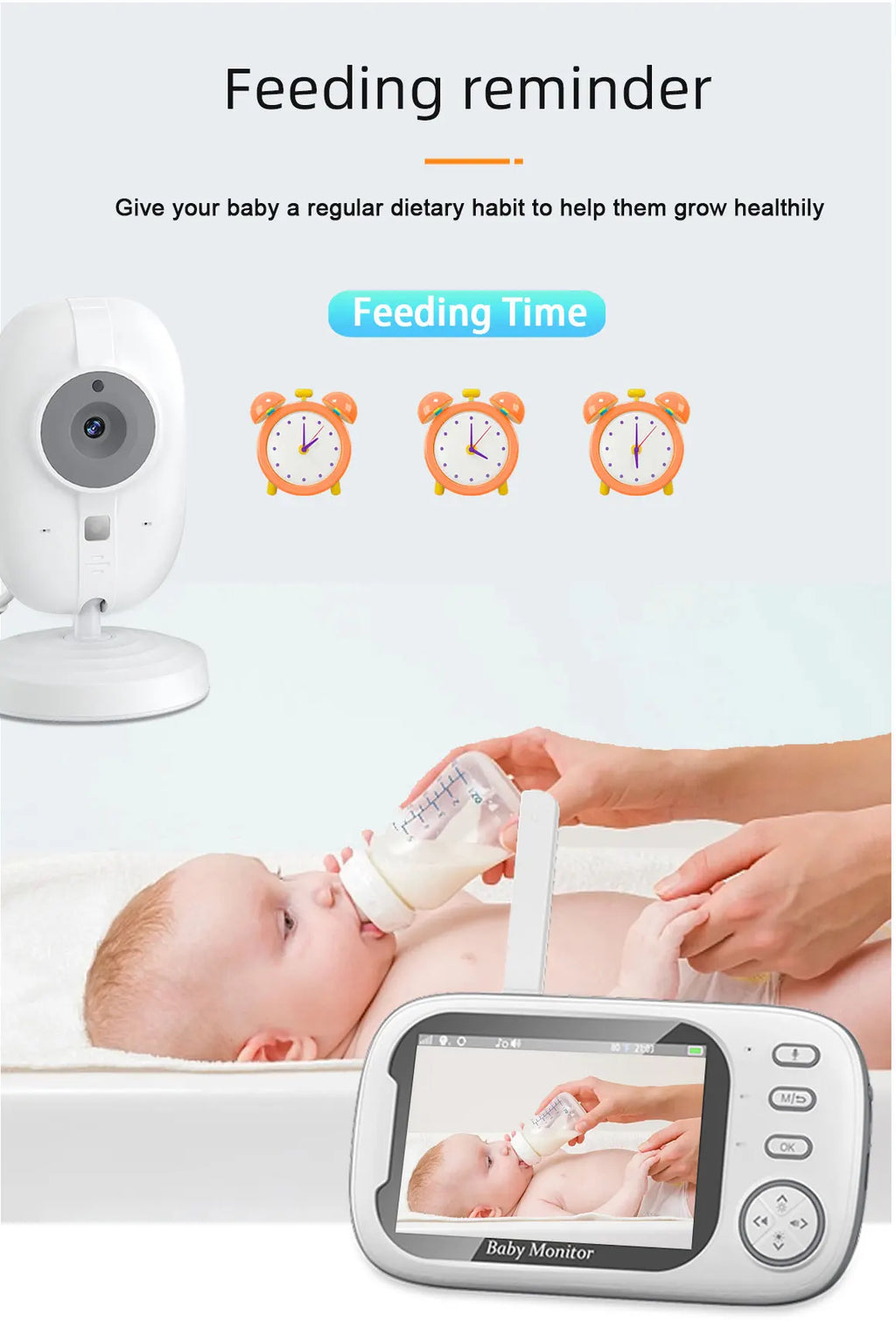 3.5" Wireless Baby Monitor with Night Vision, 2-Way Audio & Temperature Sensor