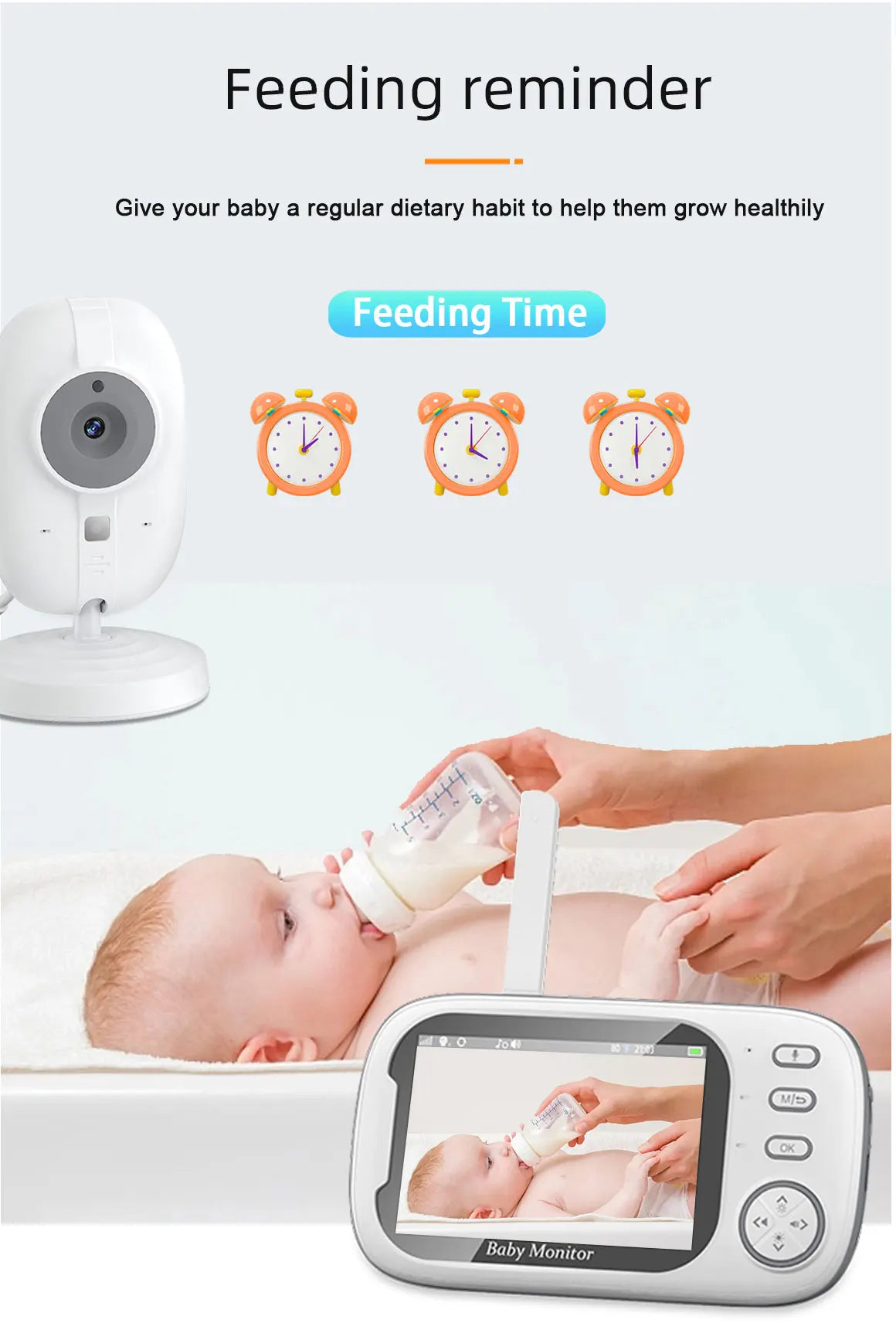 3.5" Wireless Baby Monitor with Night Vision, 2-Way Audio & Temperature Sensor