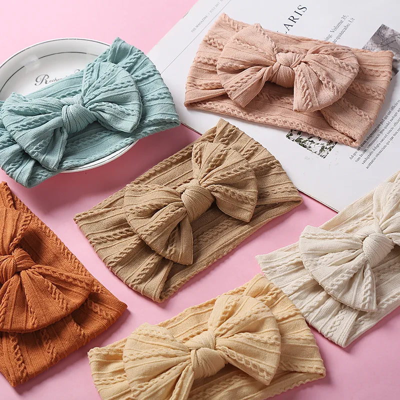 3-Piece Baby Bow Headband Set – Soft Nylon Baby Girl Hair Accessories