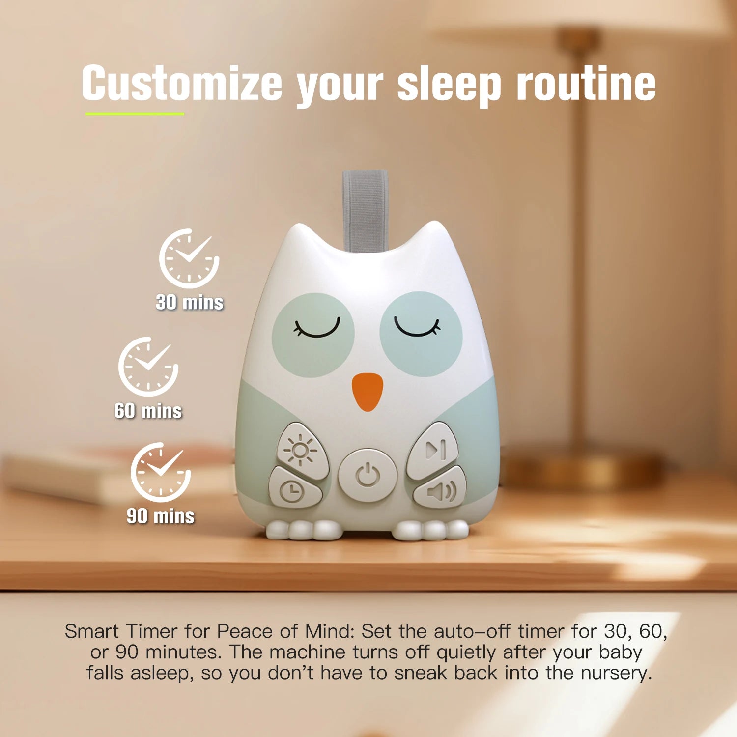 Owl Baby White Noise Machine with Night Light & Smart Cry Sensor
