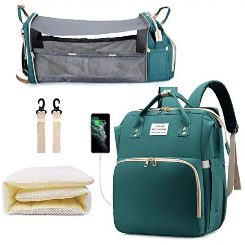 BabyBumply™ 3-in-1 Diaper Bag Backpack & Portable Baby Bed