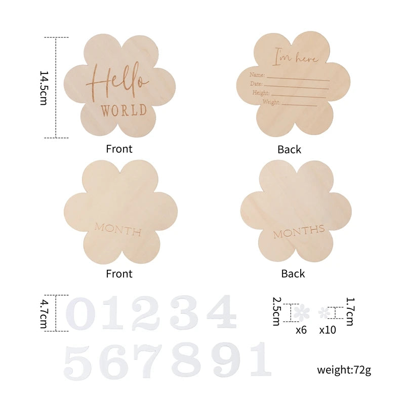 Wooden Baby Milestone Cards – Monthly Photo Props for Baby Memories