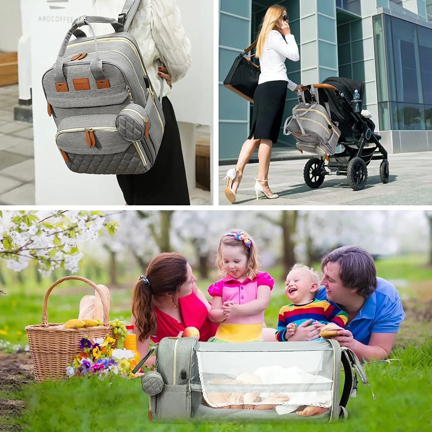 BabyBumply™ 3-in-1 Diaper Bag Backpack & Portable Baby Bed