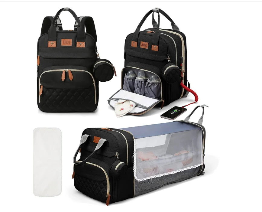 BabyBumply™ 3-in-1 Diaper Bag Backpack & Portable Baby Bed