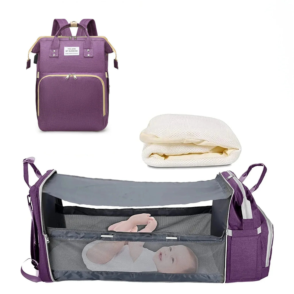 BabyBumply™ 3-in-1 Diaper Bag Backpack & Portable Baby Bed
