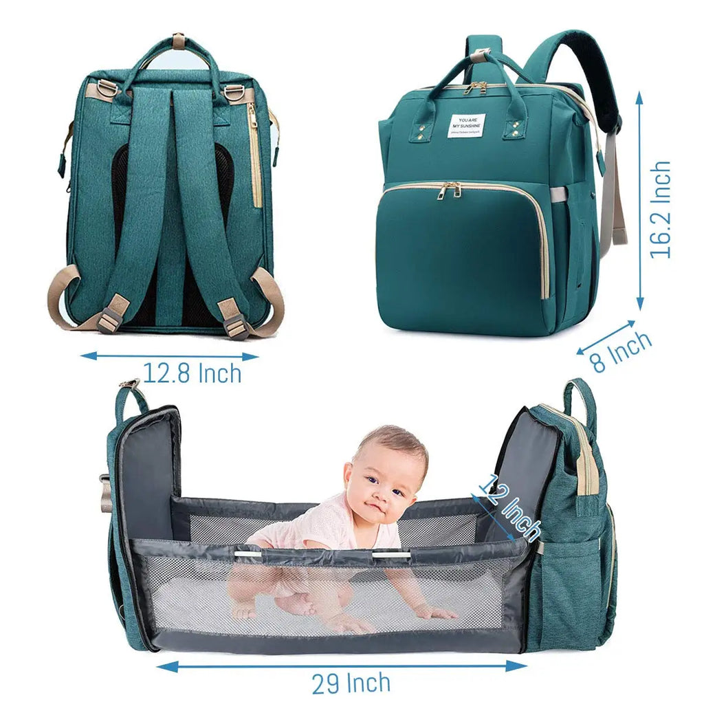 BabyBumply™ 3-in-1 Diaper Bag Backpack & Portable Baby Bed
