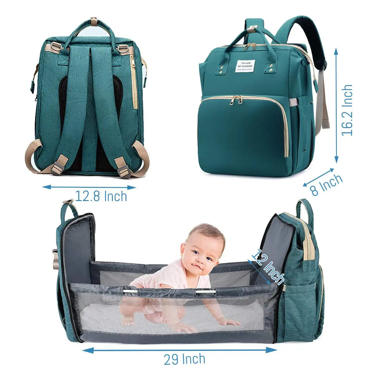 BabyBumply™ 3-in-1 Diaper Bag Backpack & Portable Baby Bed