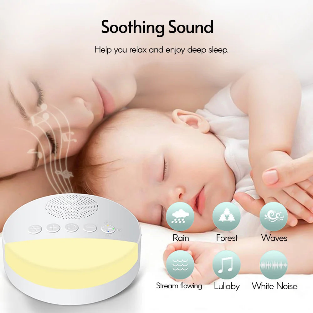 Portable Baby White Noise Machine with Night Light & Sleep Timer