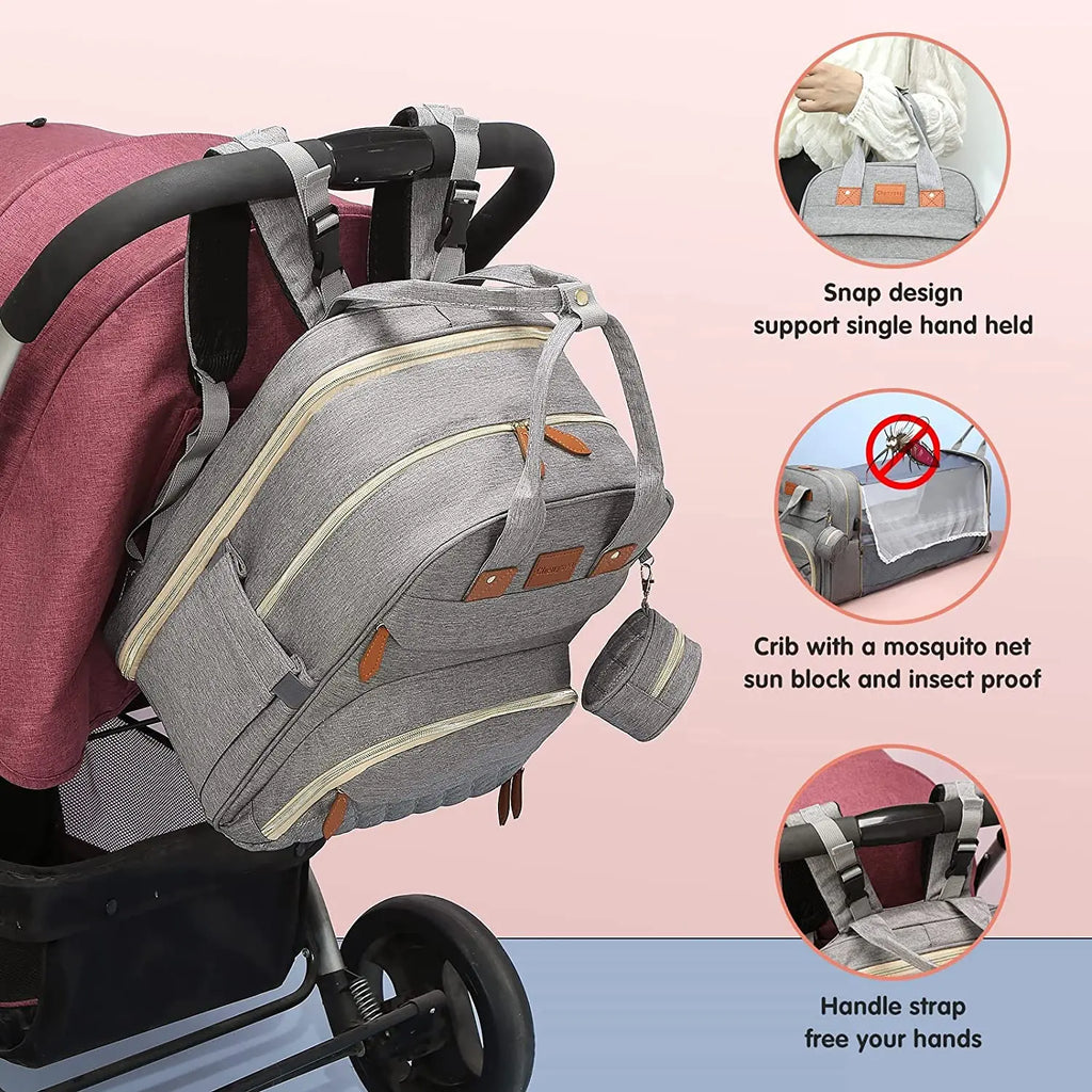 BabyBumply™ 3-in-1 Diaper Bag Backpack & Portable Baby Bed