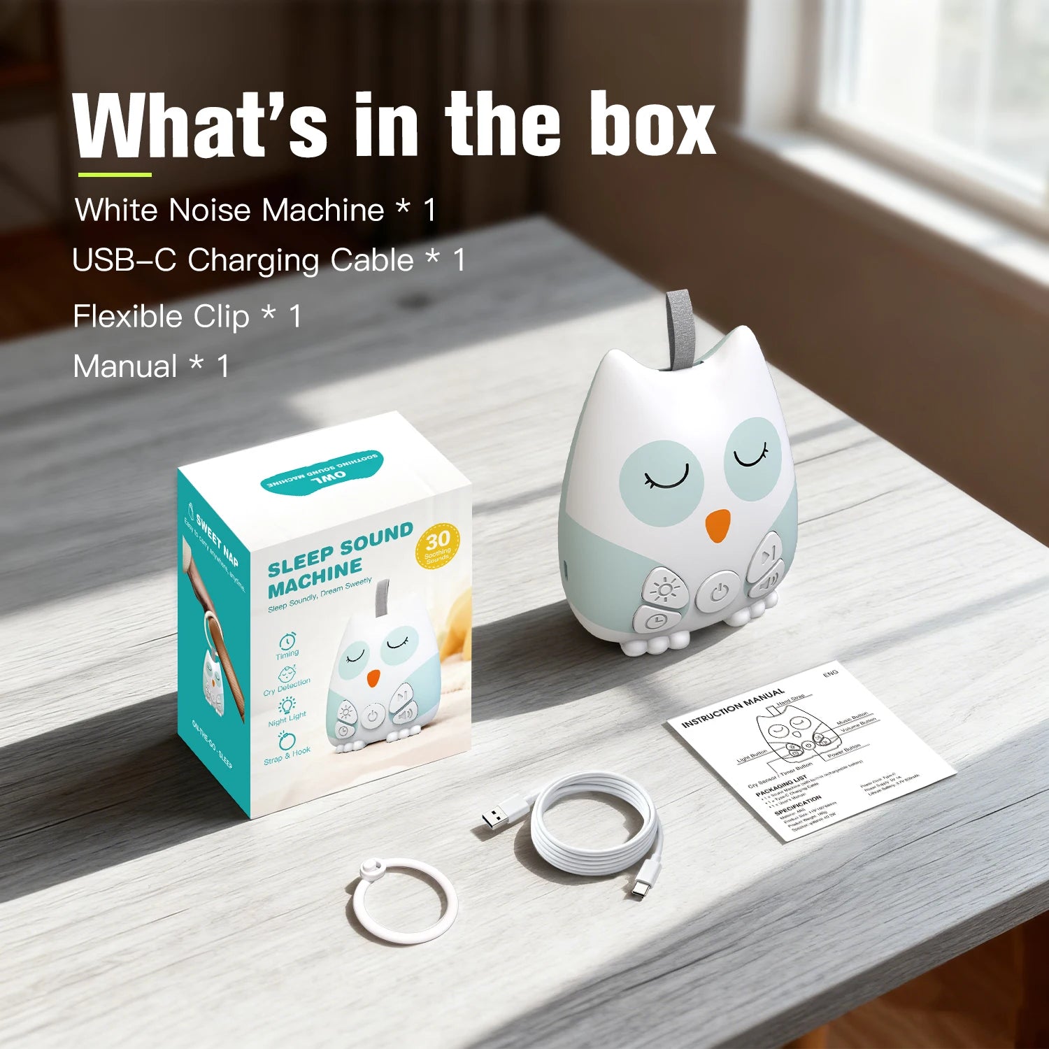 Owl Baby White Noise Machine with Night Light & Smart Cry Sensor