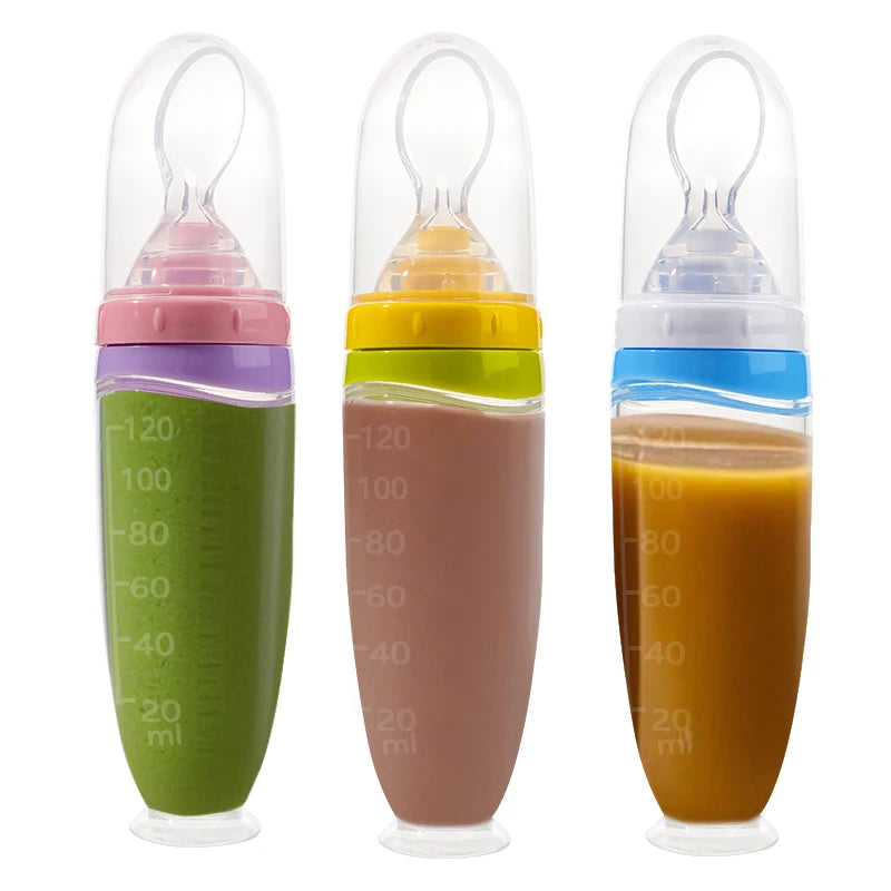 Squeeze Baby Food Feeder Bottle with Spoon