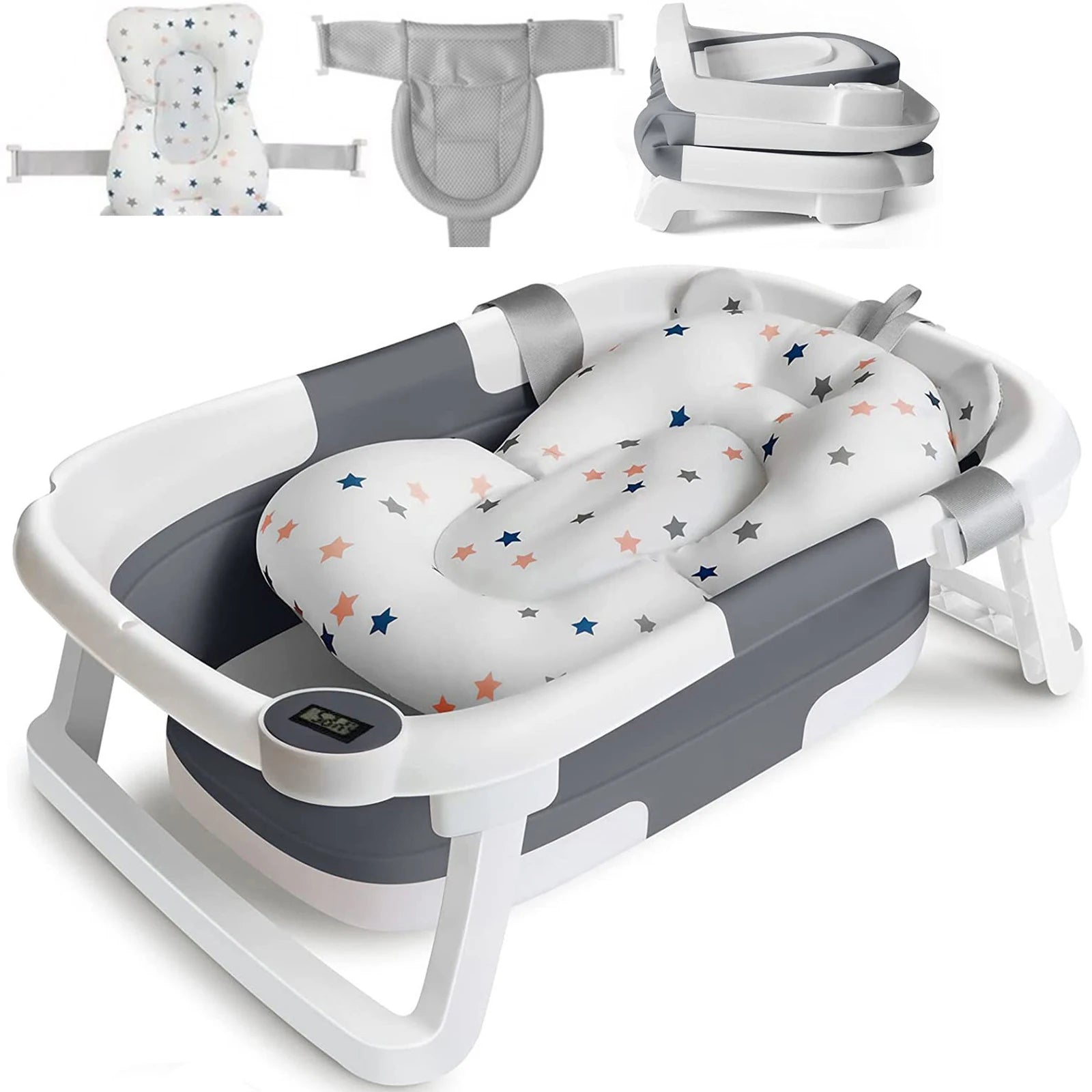 BabyBumply™ Foldable Baby Bath Tub with Cushion & Thermometer