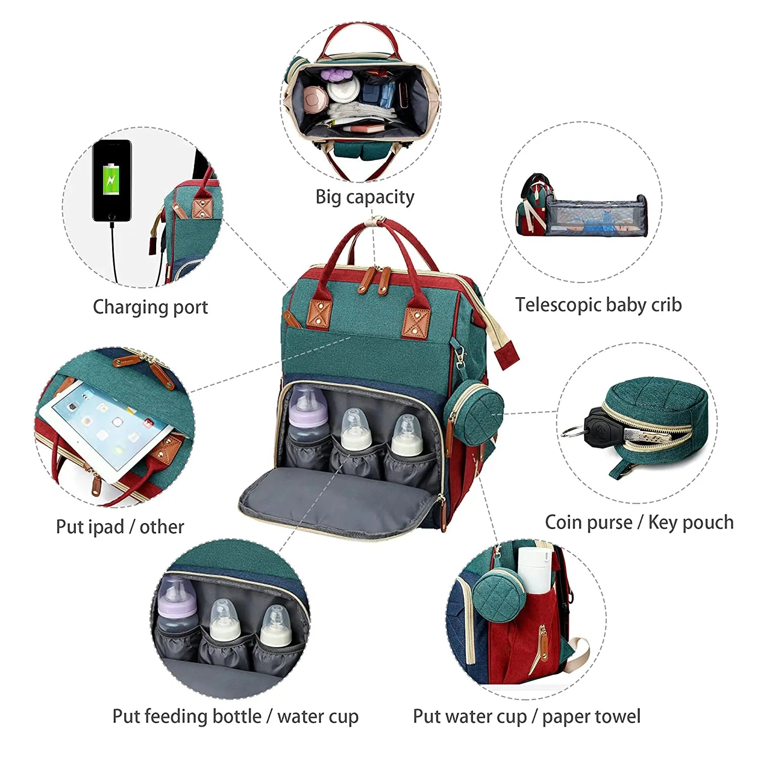 BabyBumply™ 3-in-1 Diaper Bag Backpack & Portable Baby Bed