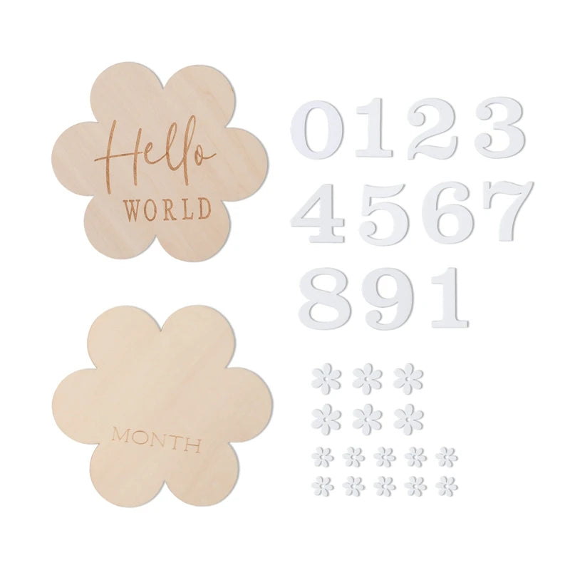 Wooden Baby Milestone Cards – Monthly Photo Props for Baby Memories