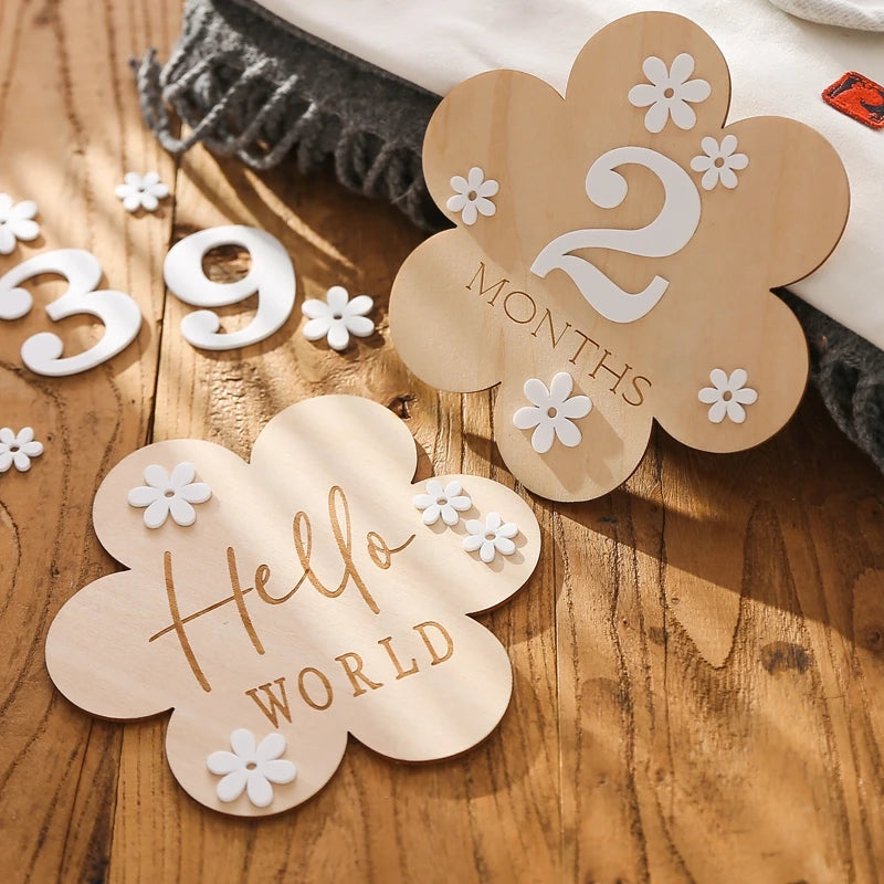 Wooden Baby Milestone Cards – Monthly Photo Props for Baby Memories