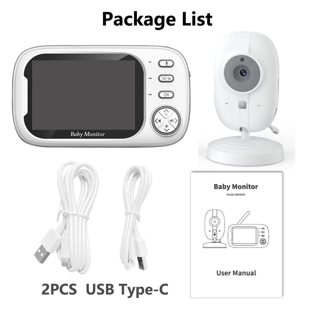 3.5" Wireless Baby Monitor with Night Vision, 2-Way Audio & Temperature Sensor