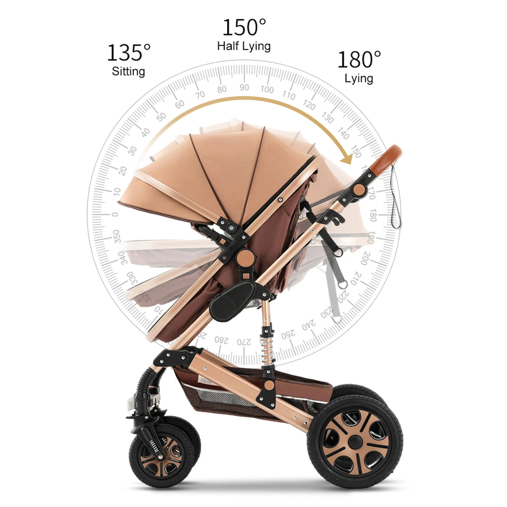 3-in-1 Luxury Baby Stroller Travel System with Car Seat & Foldable Bassinet