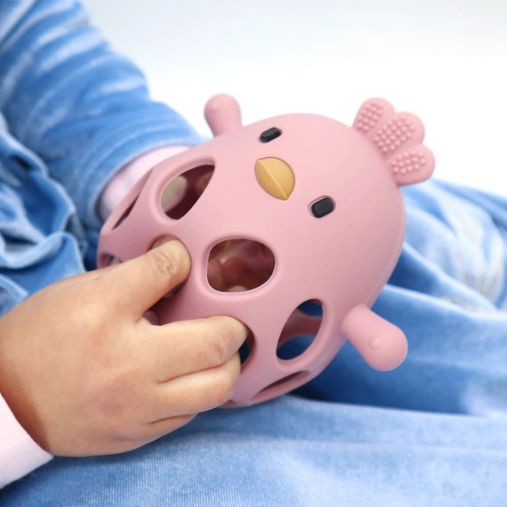 Silicone Baby Teether Toy | Soft Chick-Shaped Sensory Teething Toy