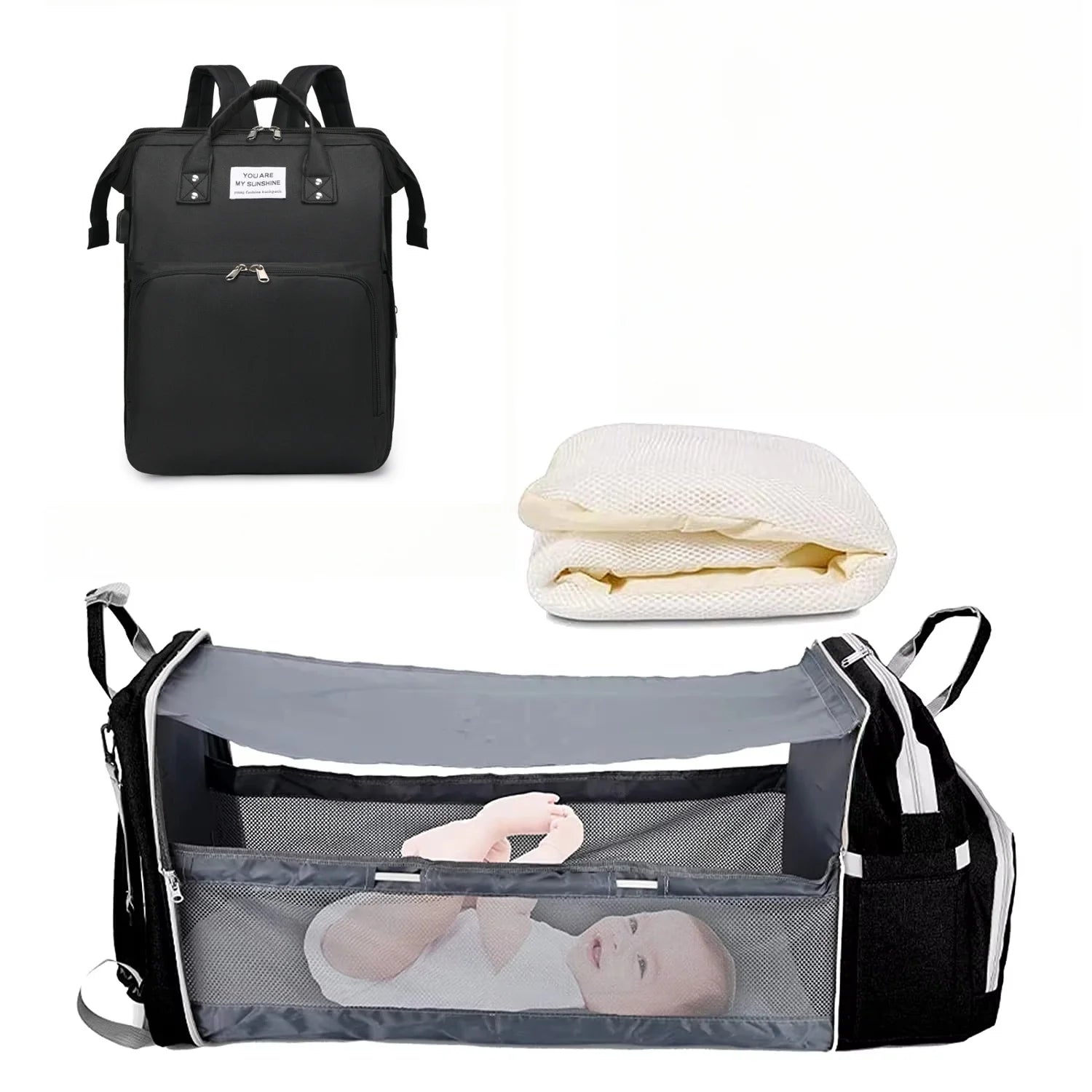 BabyBumply™ 3-in-1 Diaper Bag Backpack & Portable Baby Bed