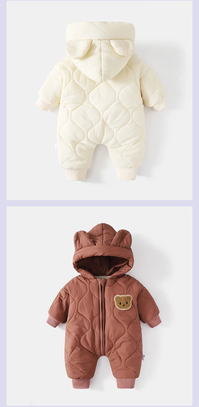 Warm Baby Bear Hooded Romper – Cozy Winter Jumpsuit for Babies